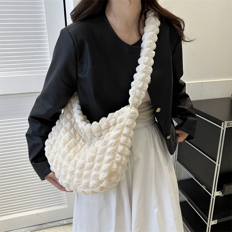 Sac Hobo Matelassé de Grande Capacité pour Femme, observateur, Bouffant, Bandoulière, Cartable à Bulles, Travail Sв