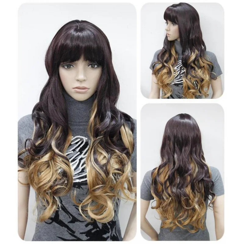 

Женский длинный вьющийся коричневый светлый синтетический парик Женские парики