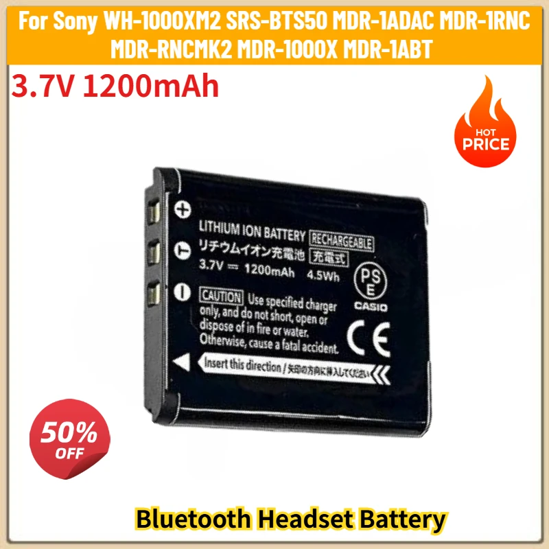 

New High Quality 3.7V 1200mAh Bluetooth Headset Battery for Sony WH-1000XM2 SRS-BTS50 MDR-1ADAC MDR-1RNC MDR-RNCMK2 MDR-1000X