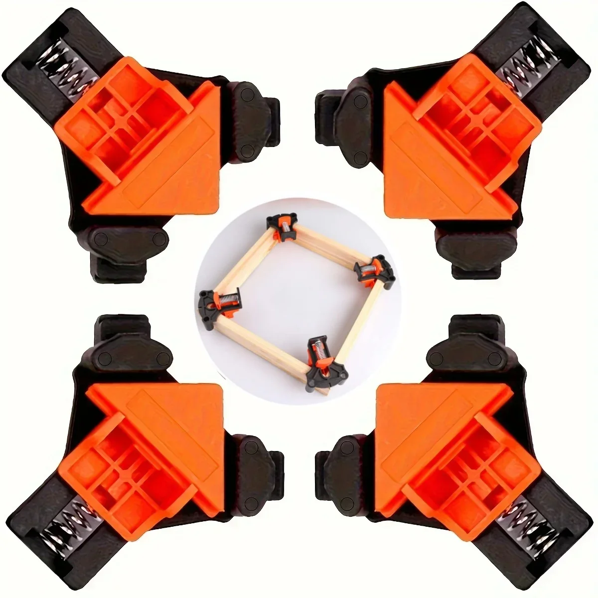 

2/4pcs 90 Degree Corner Clamps For Woodworking, Fast Adjustable Quick Spring Loaded Woodworking Clamps,Cabinets,Photo Framing