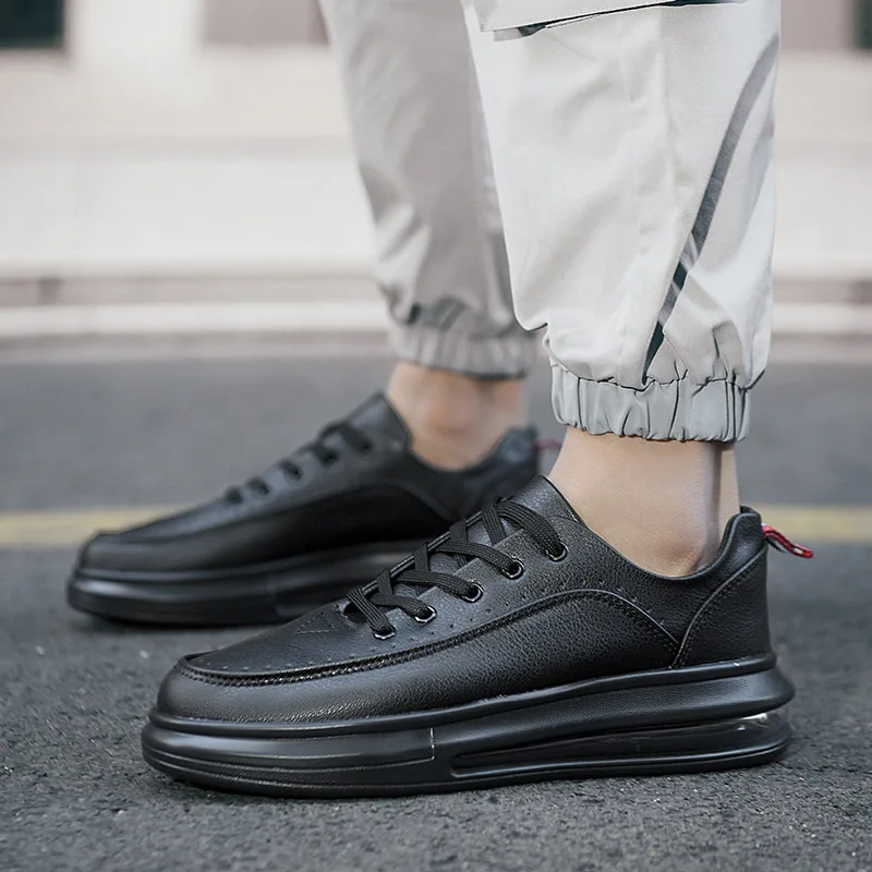 

Новая мужская и женская кожаная повседневная обувь, крутая обувь на плоской платформе для скейтбординга, нейтральные крутые массивные кроссовки