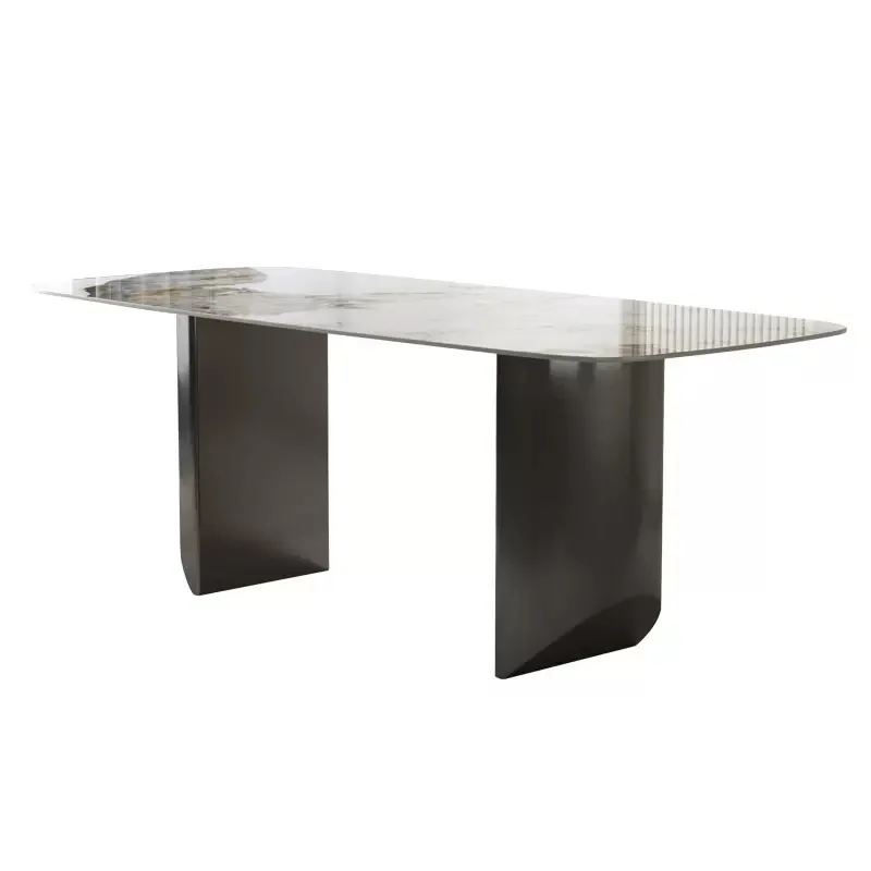 #Pandora Light Luxury Rectangular Dining Table Modern Simple Design New Dining Table Chair Combination Metal for Home Use
