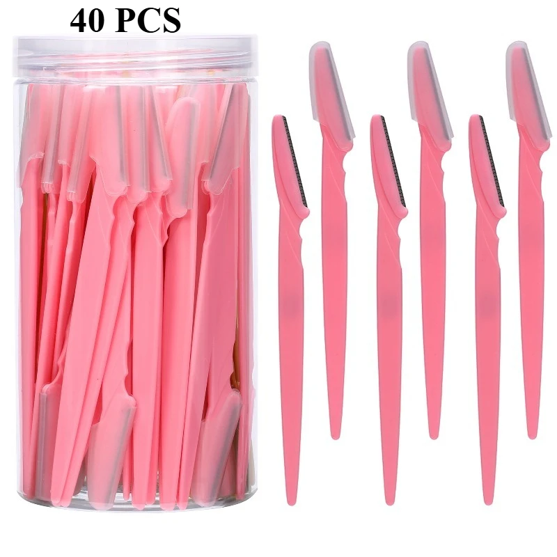 Eyebrow Trimmer 12/30/40/66PCS Brown Eyebrow Razor Safe Face Body Hair Removal Shaver Blades Woman Eyebrow Shaping Knife Razors gallery 2