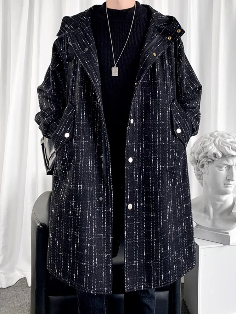 

Мужское пальто Sli, весенне-осеннее модное высококачественное мужское парка средней длины до колена с капюшоном, повседневное модное пальто