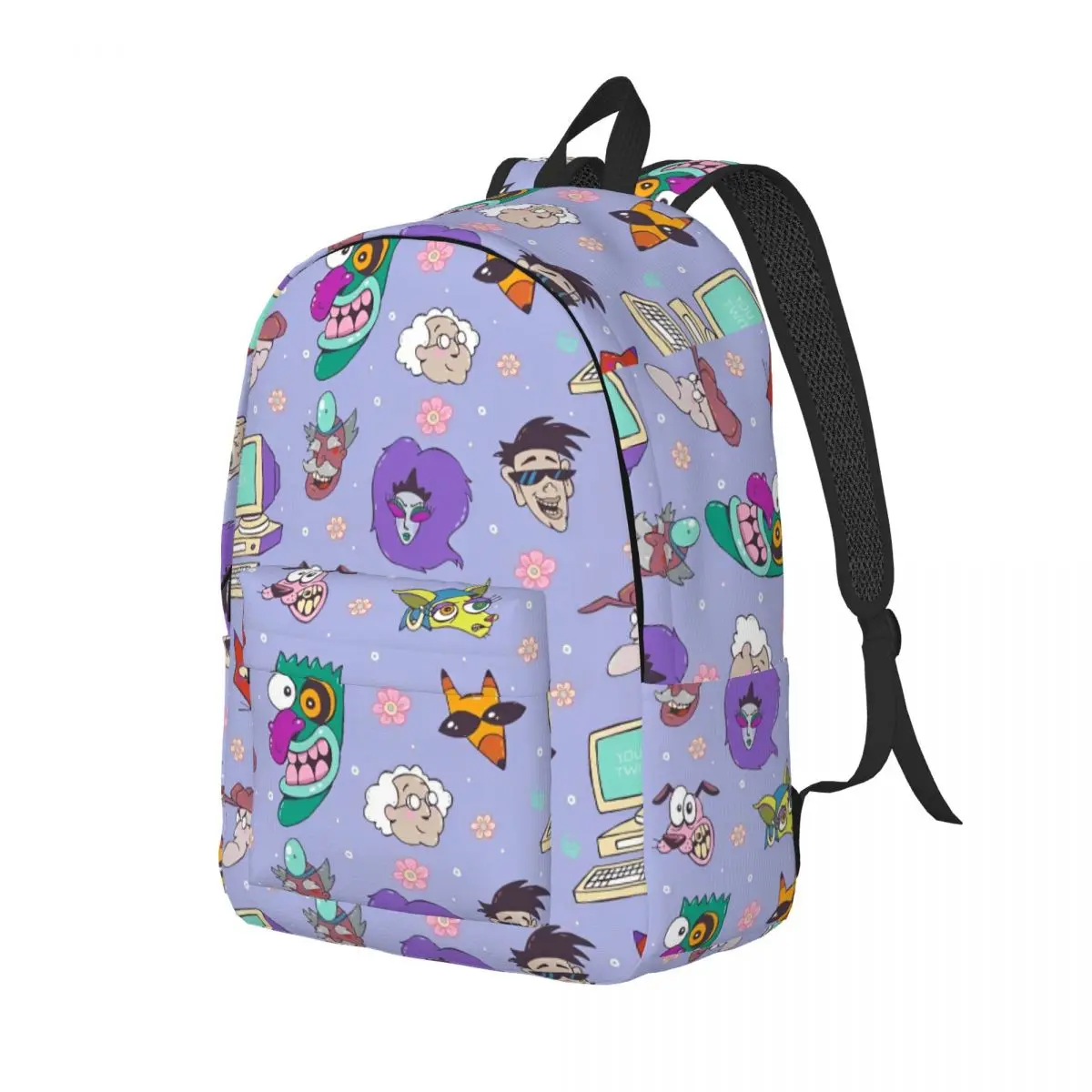 Cowardly Dog C-Courage Cartoon Funny Casual Backpack Gift Student Hiking Travel Characters Daypack Men Women College Canvas Bags