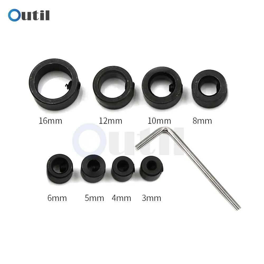 

Набор ограничителей глубины сверла, набор воротников, регулируемый позиционер, ограничительное кольцо, шестигранный ключ, натяжите стопор, набор винтов, деревообрабатывающий инструмент