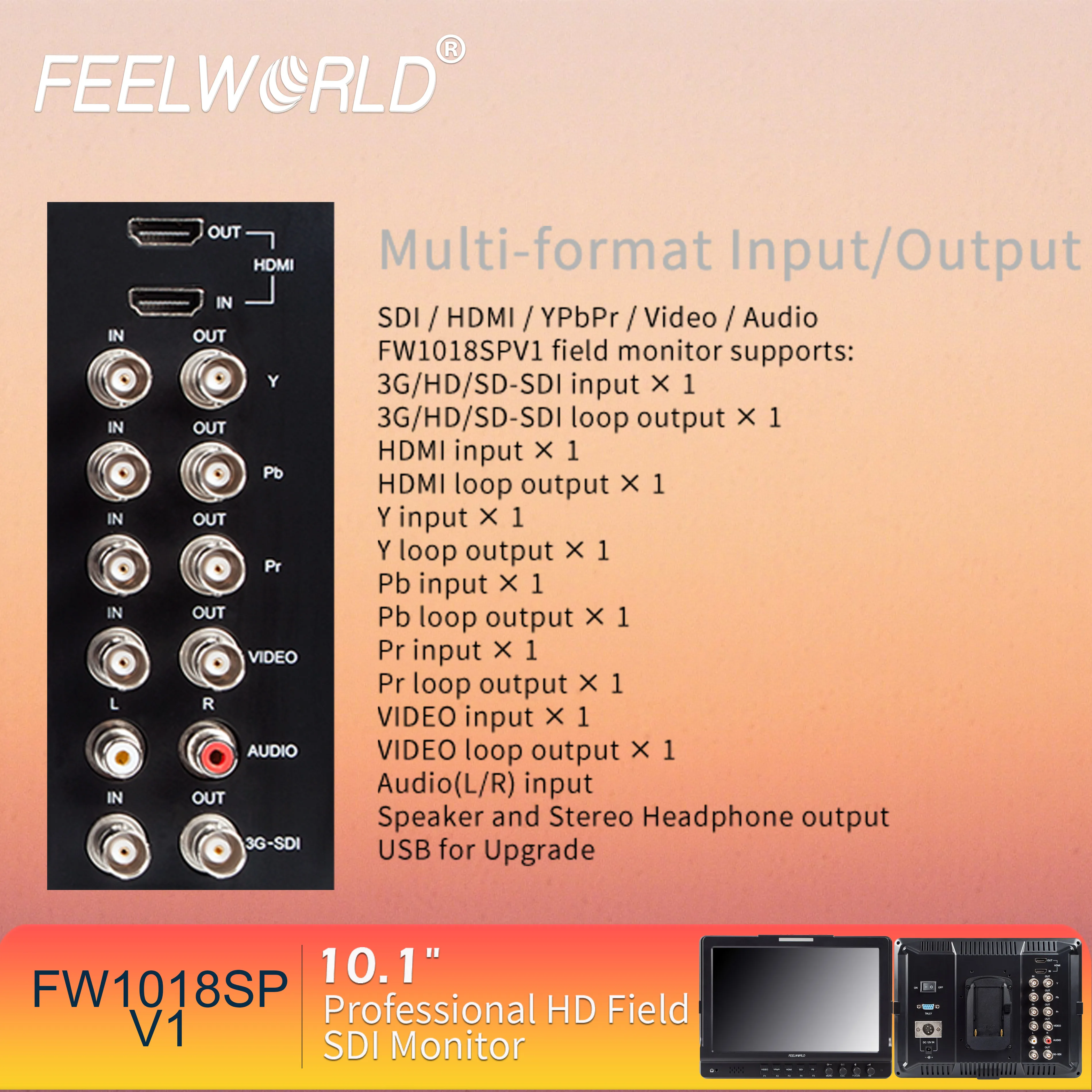 FEELWORLD FW1018SP V1 شاشة على الكاميرا IPS HD عرض أدوات السينما دعم شعار مخصص OEM المصنع مباشرة LB #6