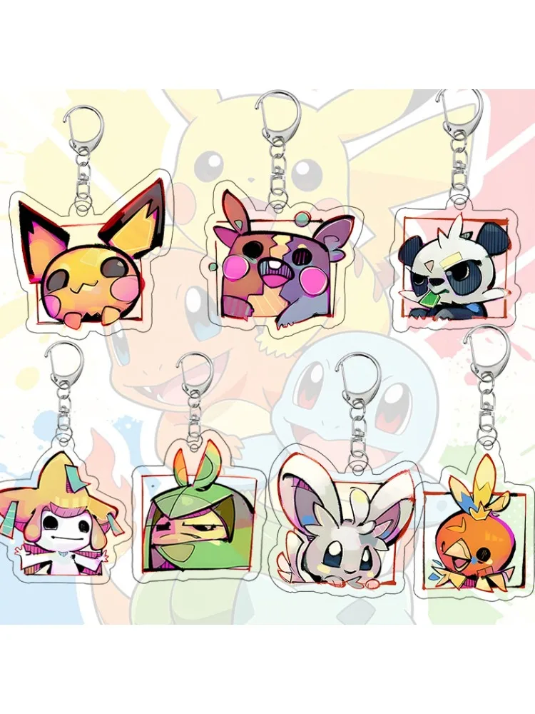 Kawaii Scrawl Pkm Schlüsselanhänger Pichu Morpeko Taschenanhänger Dekoration Jirachi Accessoires Minccino Cartoon Schlüsselring Festival Geschenk