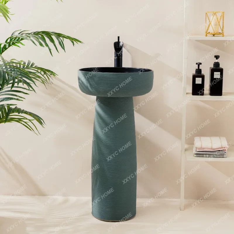 Small apartment column basin villa garden outdoor wash basin balcony bathroom column type washbasin wash basin sink