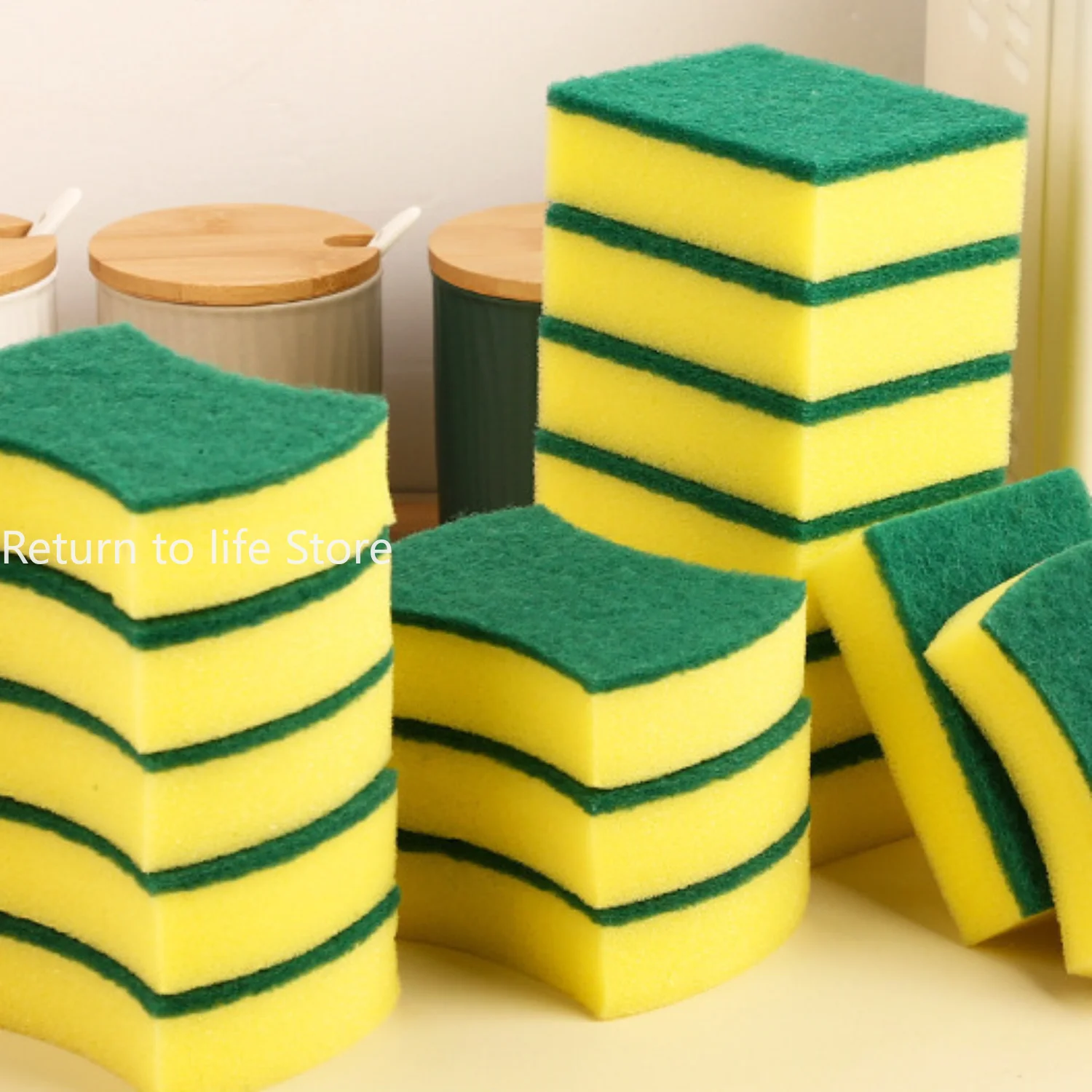 Magic Nano Cleaning Sponge, Dual-Sided Dish Scrubber, Kitchen Cleaning Sponge Brush, Dishwashing Sponge