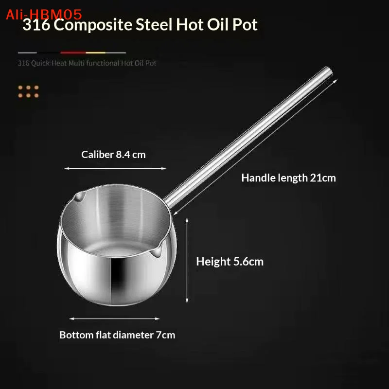 (HB05)Multifunctional Sauce Spoon 316 Stainless Steel Seasoning Oil Spoon With Long Handle Pour Spout For Kitchen Baking