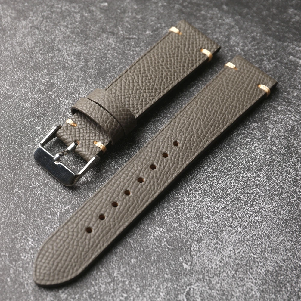 Handmade Cross Grain LeatherStrap 18 19 20 22MM Brown Black Gray Leather Strap Vintage Men High Leather Vintage Style Watchband