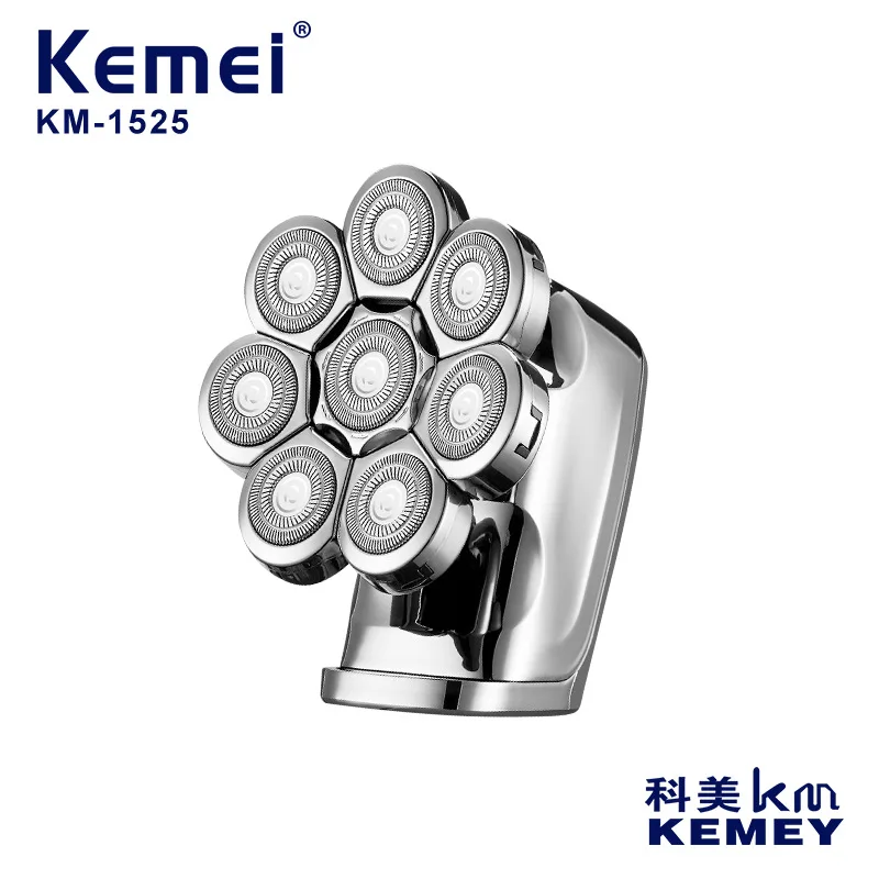 Kemei Km-1525 Factory Direct Usb Fast Charging 8 Blade Replaceable Head Lcd Digital Display Waterproof Electric Shaver