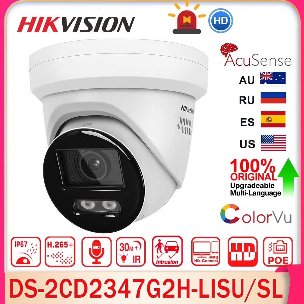 

Hikvision DS-2CD2347G2H-LISU/SL 4MP Smart Hybrid Light ColorVu IP Camera Strobe Light Audible Warning Acusense IP67 Surveillance