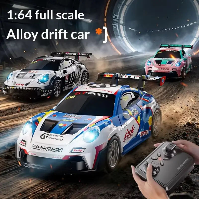 IN Stock 1/64 Alloy RC Car 2.4ghz High Speed Drift Mini Remote Control Racing Car Shark Dinosaur Design With Display Case