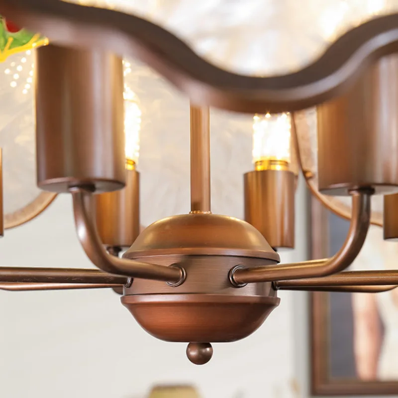 Medieval restaurant chandelier, new Chinese designer dining table enamel color retro French lamps