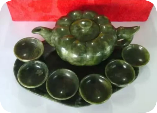 Chinese Hand-carved Jade natural jade lantian jade teapot tea set household set