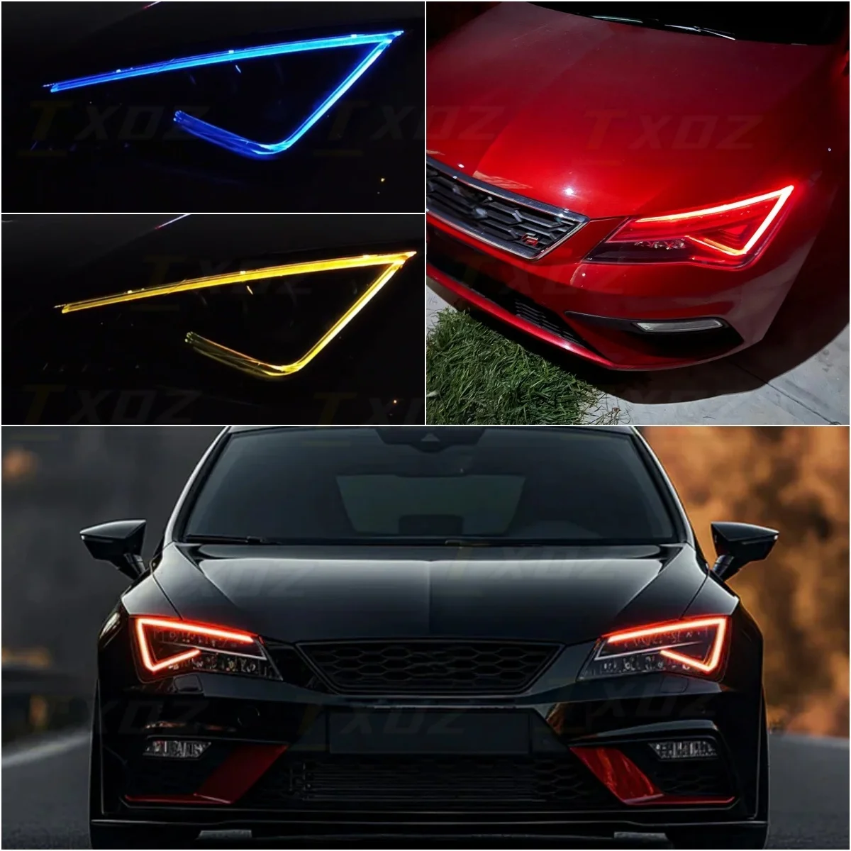 

Светодиодные платы DRL без RGB Angel Eye 5F0941476A для 2017-2020 Seat Leon Cupra, светодиодные фары DRL, дневные ходовые огни 5F0941475A