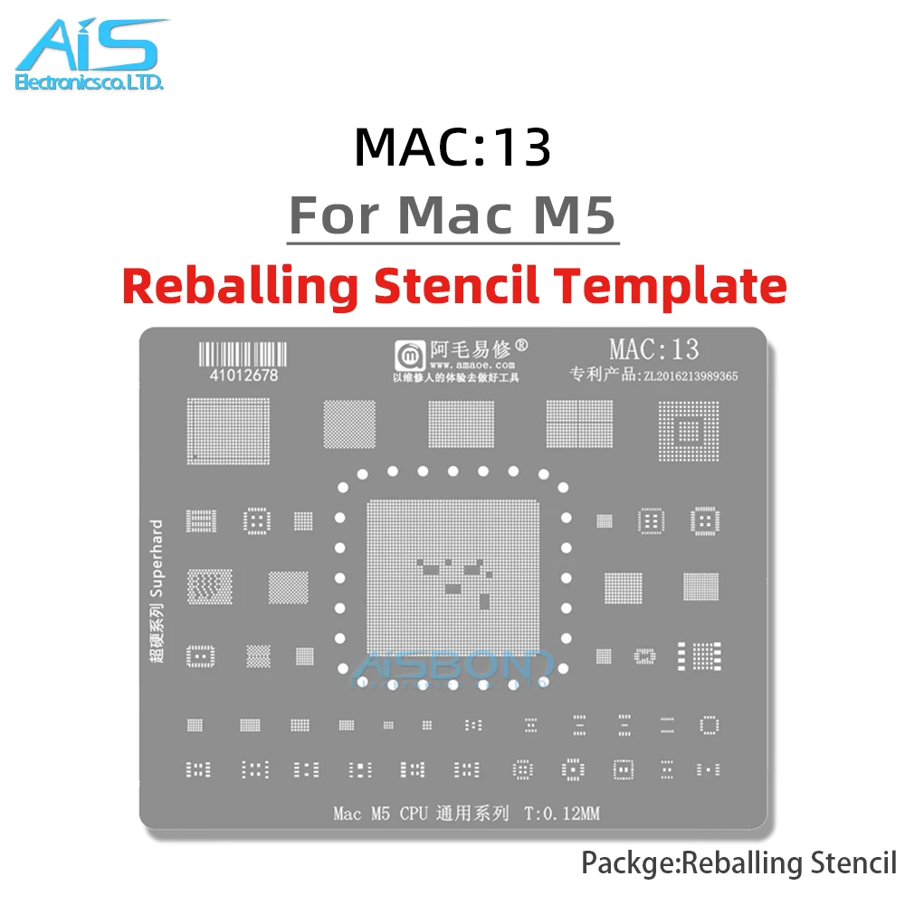 Amaoe BGA Reballing Stencil For Mac Macbook Pro Air M5 M4 M3 339S01387 339S01450 CPU Positioning Plate Tin Plant Net - view 3