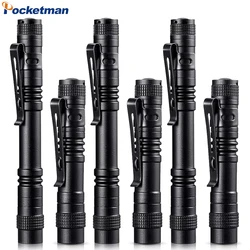 Portable High Power Led Flashlights Mini Edc Torch Pocket Pen Light Self Defense Lanterns AAA Battery Flashlight Camping Fishing