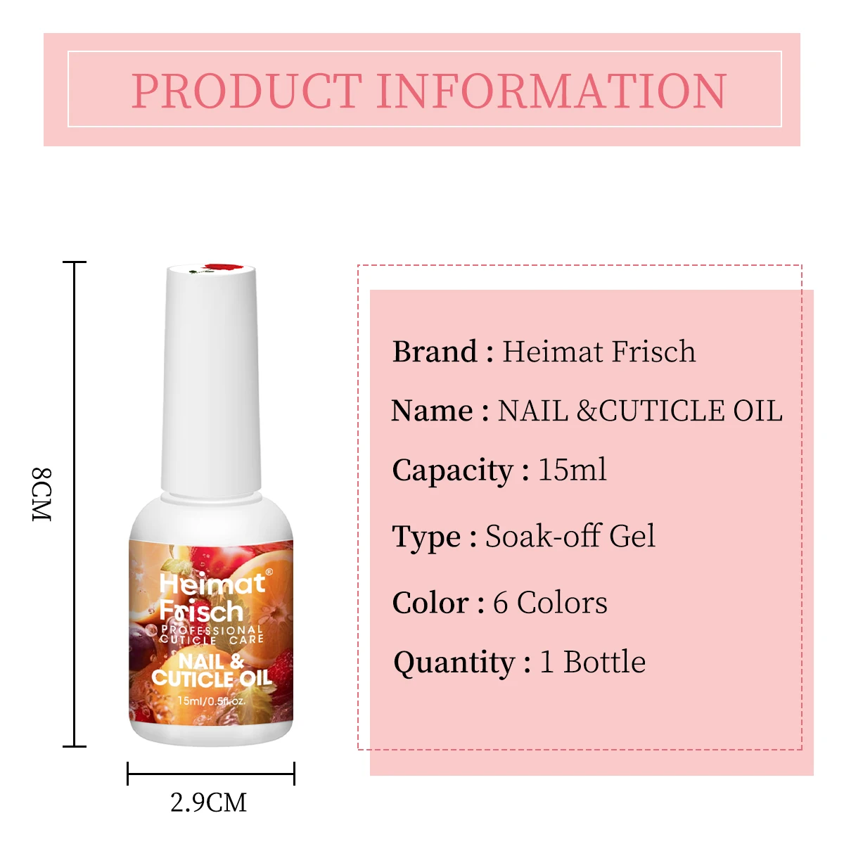 Heimat Frisch Olio nutriente per unghie a bottiglia singola/Olio per il trattamento delle unghie: la formula è duratura e idratante, facile da applicare