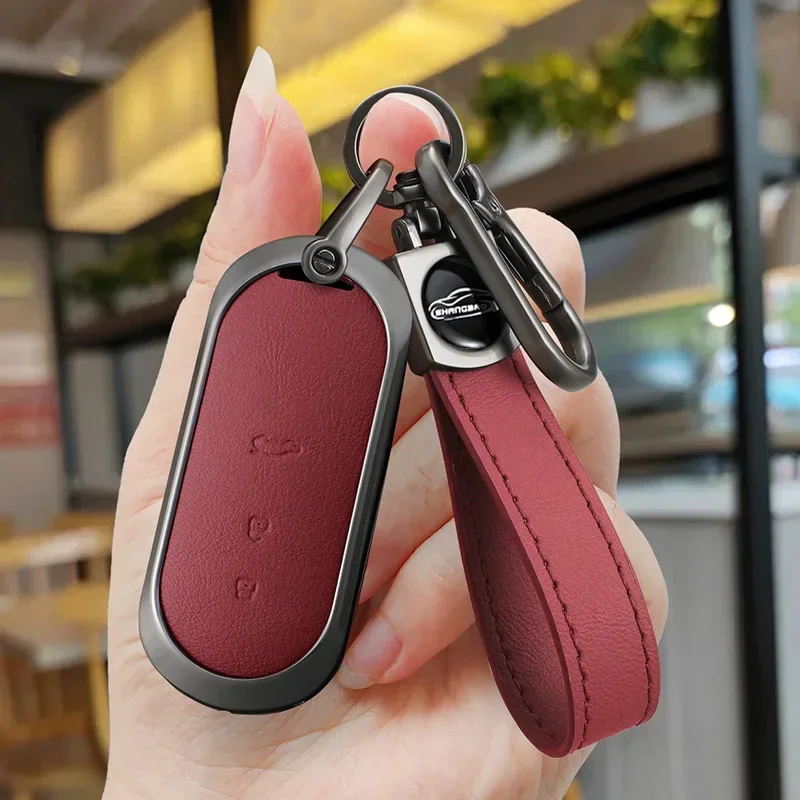 

Suitable For Huawei Aito M5 M7 2022 Zinc Alloy+Leather Car Key Case Suitable For Aito M5 M7 3 Button Car Keychain Case Cover