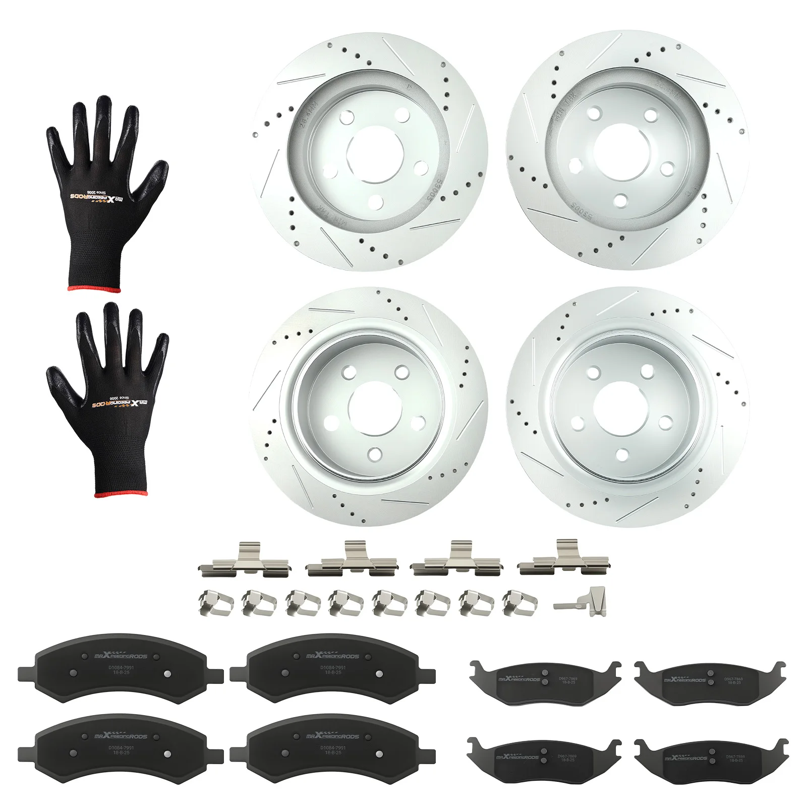 

Front Rear Drilled Brake Rotors&Ceramic Pads Set for Dodge Durango 2007-2009