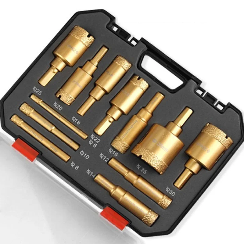 

12Pc Brazed Diamond Tile Drill Bit Set for Glass/Ceramic/Marble - Multi-Function Hole Cutter Kit w/ Carbide Grit Professional