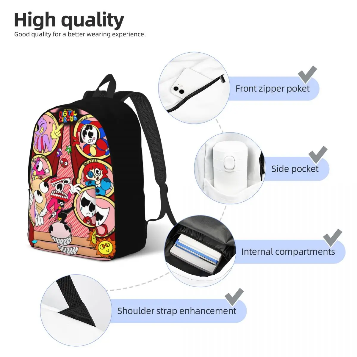 Der erstaunliche digitale Zirkus! Für Teenager Schüler Schule Bücher tasche TV-Show Cartoon Daypack Middle High College Reisen