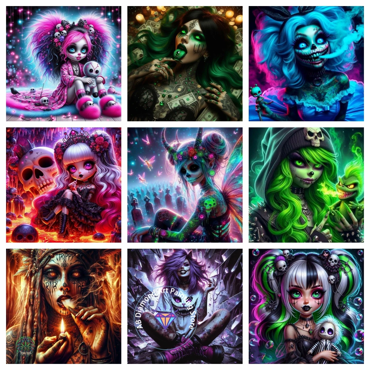 

Dark Gothic Girl 5D DIY AB Diamond Painting Kit Diamond Embroidery Cross Embroidery Handmade Art Exquisite Gift Home Decoration