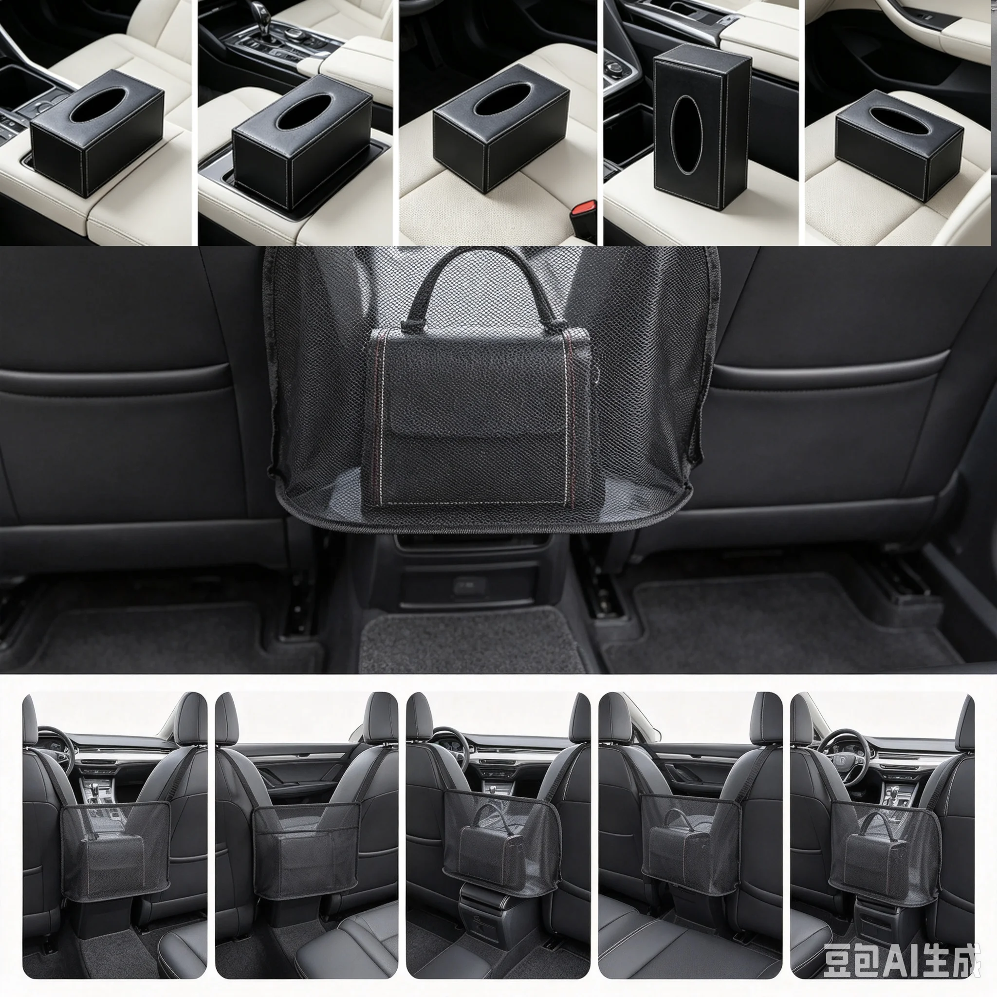 Organizador Universal para Coche con Línea Roja, Soporte para Bebidas y Alimentos, Cesta de Almacenamiento para Respaldo del Asiento, Contenedor de Herramientas, Bolsa de Almacenamiento Trasera, Bolsa para Hielo y Basura para Coche