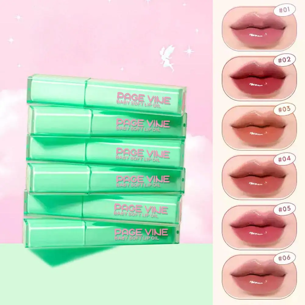 Page Vine Mint Green Square Tube Lip Glaze Toothed Easy Long 3ml Mouth Color Lasting To Mirror Lip Color Red Lipstick Q8i0