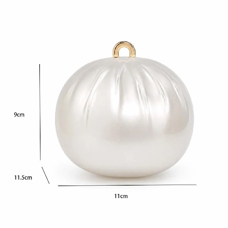 Acrylic Clutch Evening Bag For Women, Unique Shell Shaped Hard Case Chain Purse, White Wedding Party Banquet Handbag