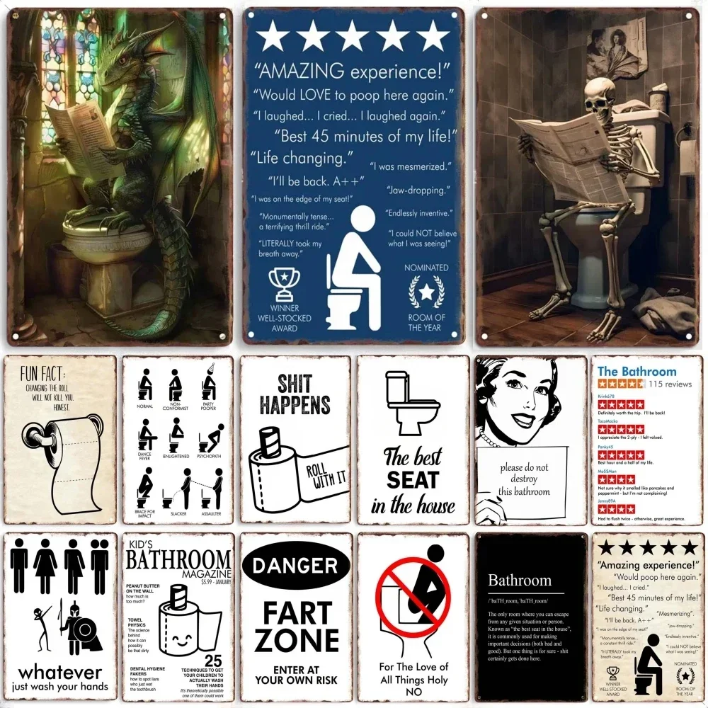 Funny Toilet Metal Painting Tin Sign Retro Picture Vintage Corrosion Plaque Board Man Cave Cafe Bar Cinema Bathroom Wall Deco