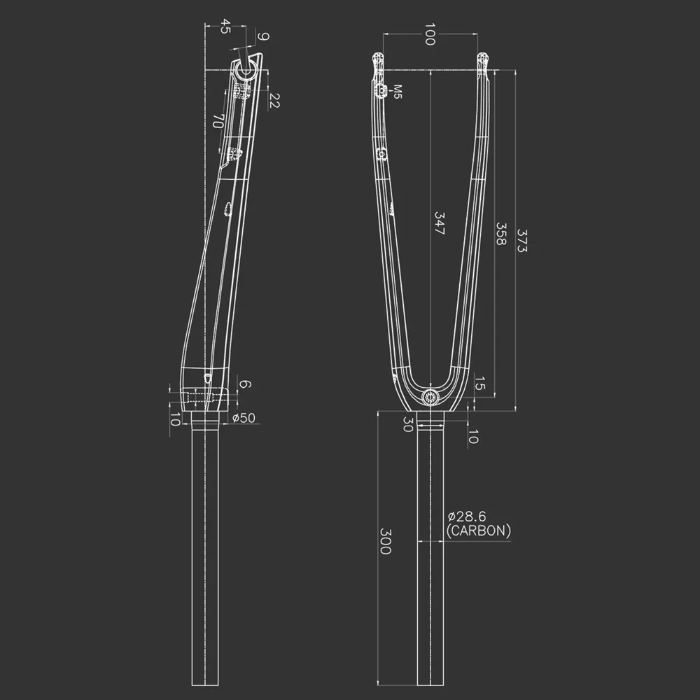 DODICI Ultra-light Carbon Fiber Bicycle Front Fork Straight Tube City Road Bike Hard Fork 700C*18C-35C Disc Brake / Clamp Brake