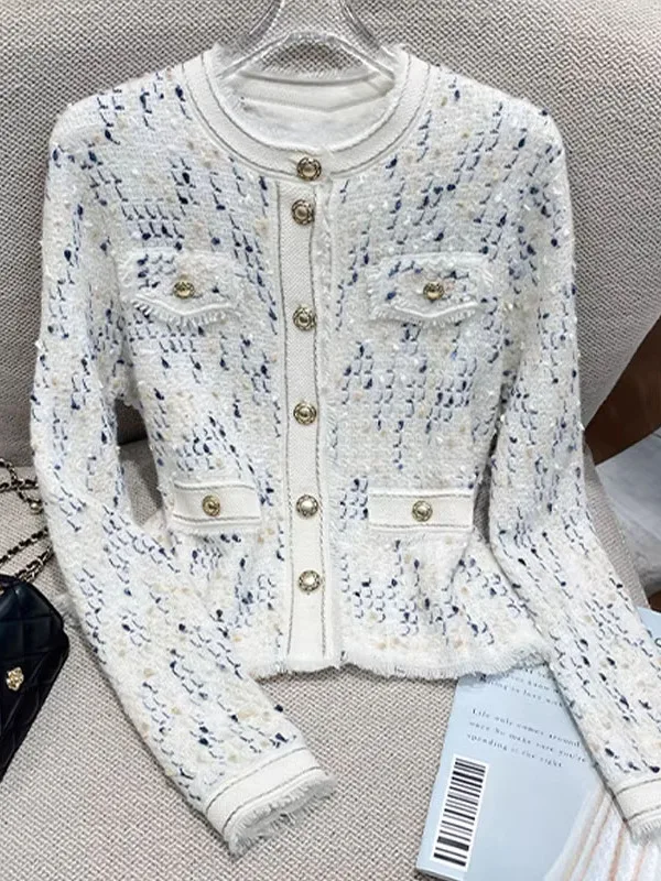 New Style Color Block round Neck Loose Long Sleeve Woolen  Short Coat Cozy Commute Thickened Flannel Quality Women's Jacket