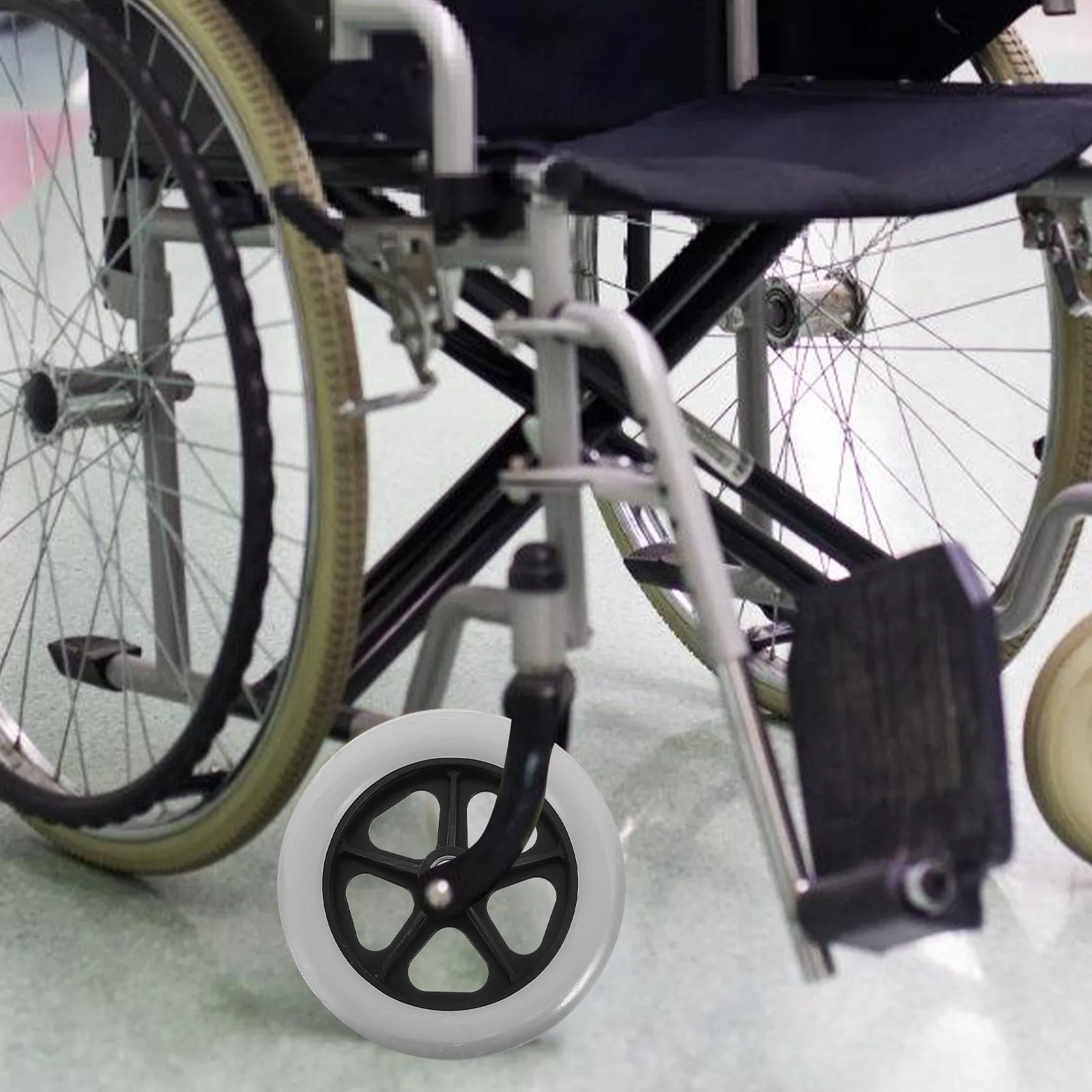 

Комплект из 2 усиленных универсальных колес для тележек, инвалидных колясок, ходунков, передние сменные, плавное вращение на 360 градусов