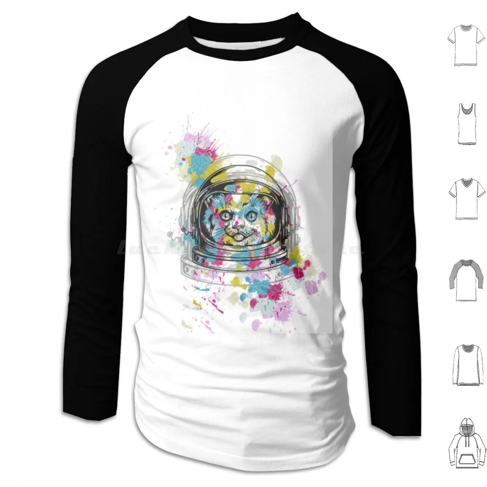 Gato astronauta gato astronauta sudaderas con capucha de manga larga música hombre saco niño pequeño planeta grande auriculares musicales personaje Geeky