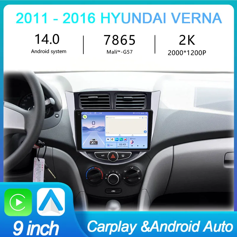 

MeiHua For Hyundai Verna 2011-2016 Android Car Radio Multimedia Video Player GPS 4G CarPlay Auto Head Unit Navigation 2K QLED