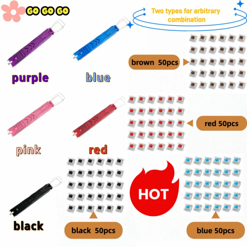 ITLY Dustproof Cross-Design Mechanical Keyboard Switches50pcs (4 Colors Available) + 2-in-1 Keycap Puller (Multi-Color)