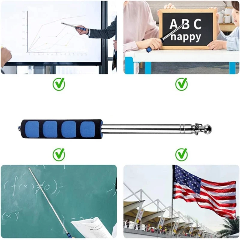 1.2M Retractable Handheld Classroom Blackboard Whiteboard Teacher Pointer Extendable Guide Flag Pole Sport Game Telescopic Stick