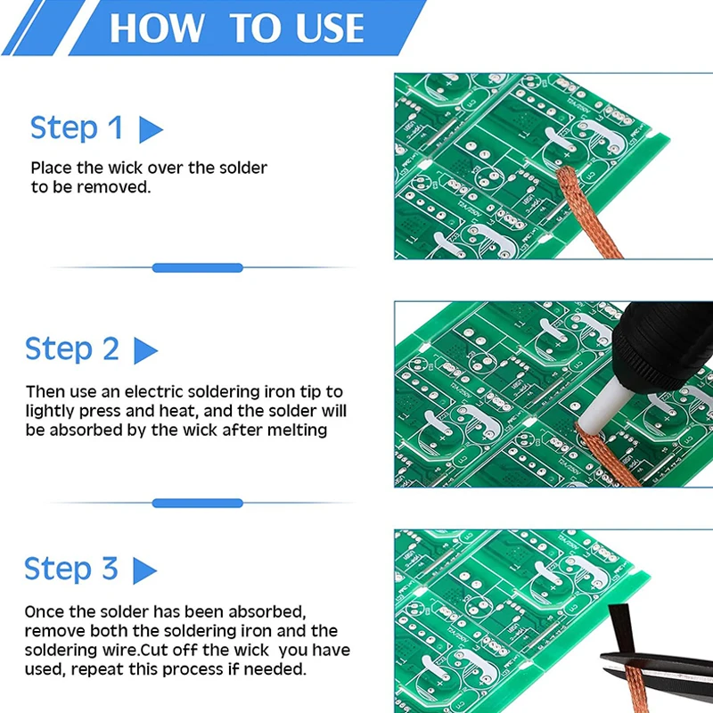 1.0-4.0mm Desoldering Mesh Braid Tape Copper Welding Point Solder Remover Wire Soldering Wick Tin Lead Cord Flux For Soldering