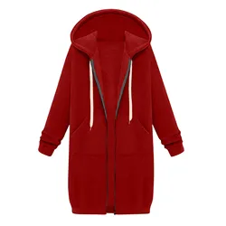 2024 delle nuove donne zip up felpe con cappuccio in pile oversize tunica lunga felpe casual manica lunga autunno con cappuccio tasche cappotto solido