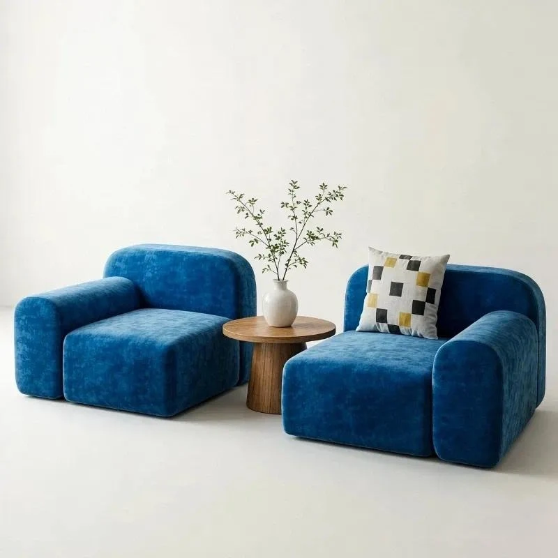 Modern living room sofa Morandi color three-seat fabric sofa small apartment simple design