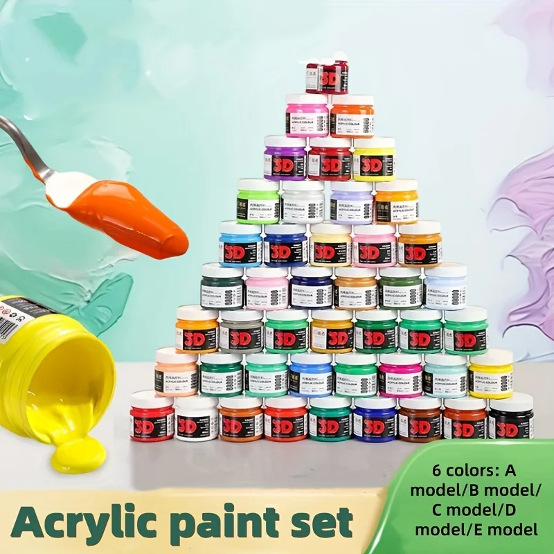 

Набор акриловых красок из 6 цветов, 3,38 жидких унций (100 мл) в банке, нетоксичные и устойчивые к выцветанию, подходят для взрослых, художников, рисования на холсте.