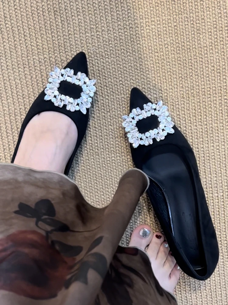 ブラッククリスタルハイヒール-レディース-春秋新作-通勤-セクシー-個性的-ファッション-シングルシューズ-細ヒール-ベルベット素材