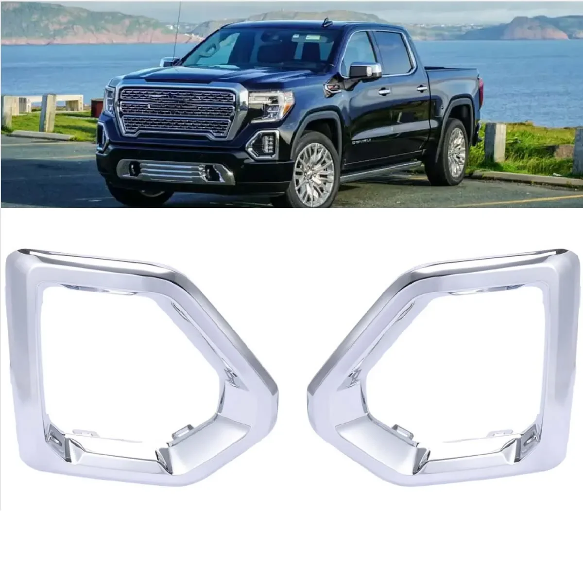 

Front Foglight Fog light Trim Grille Fog Lamp Bezel Frame for GMC Sierra 2019 2020 2021