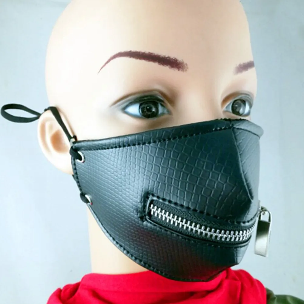 

Rock Style Face Mask Free Size Unisex Zipper Design Windproof Dustproof for Motorcycle Riding Skiing Stage Performances Masks