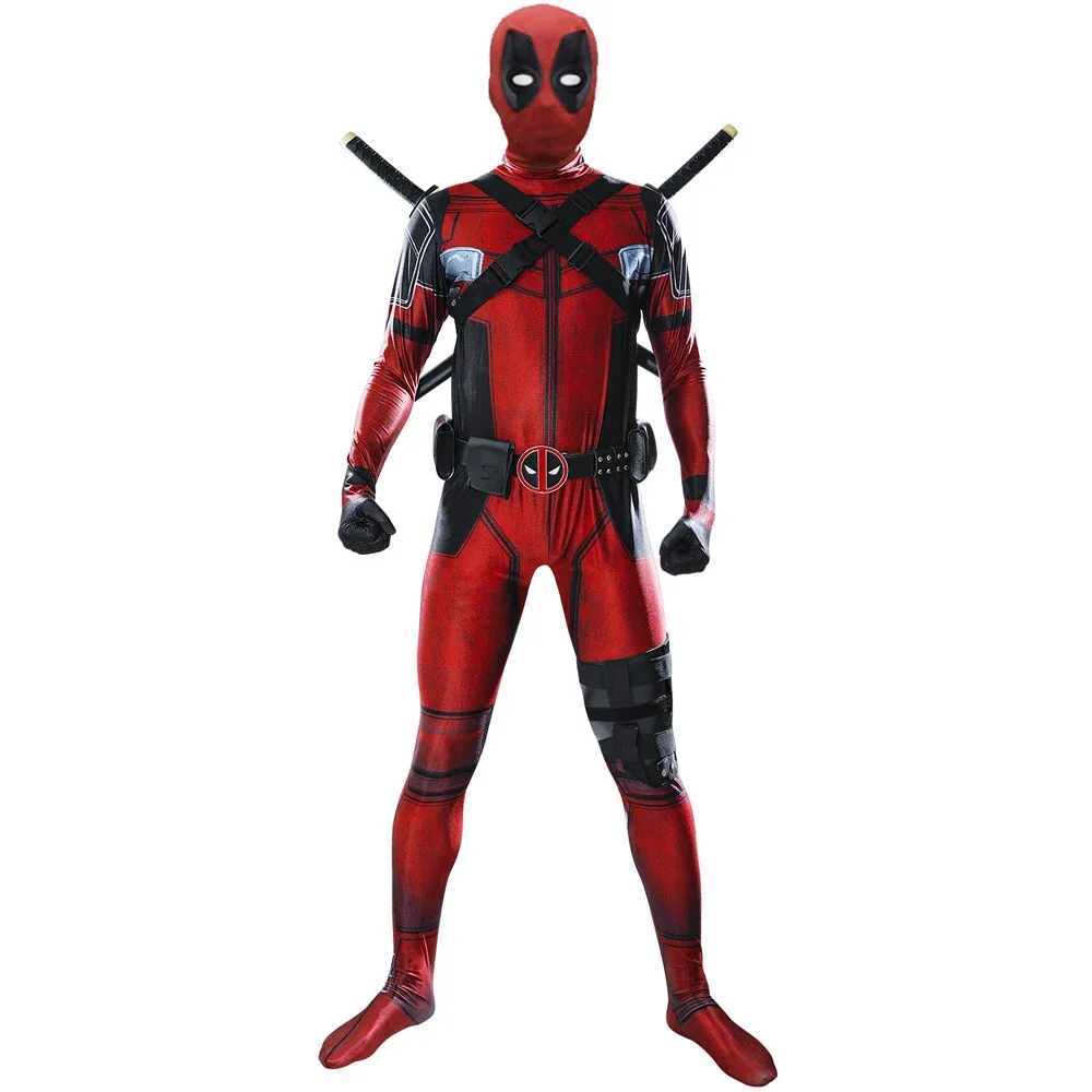 Anime Adult Kids Deadpool Cosplay Costume Boys Superhero with Mask Suit Jumpsuit Bodysuit Party Dress