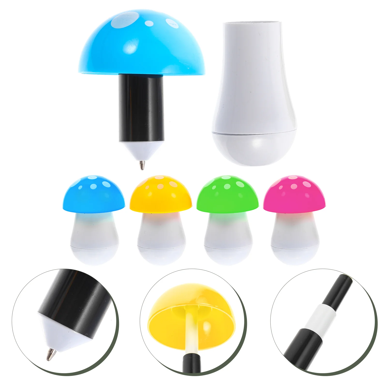 

30 Pcs Mushrooms Ballpoint Pen Adorable Pens Elastic for Kindergarten Multi-function Shape Mini Student